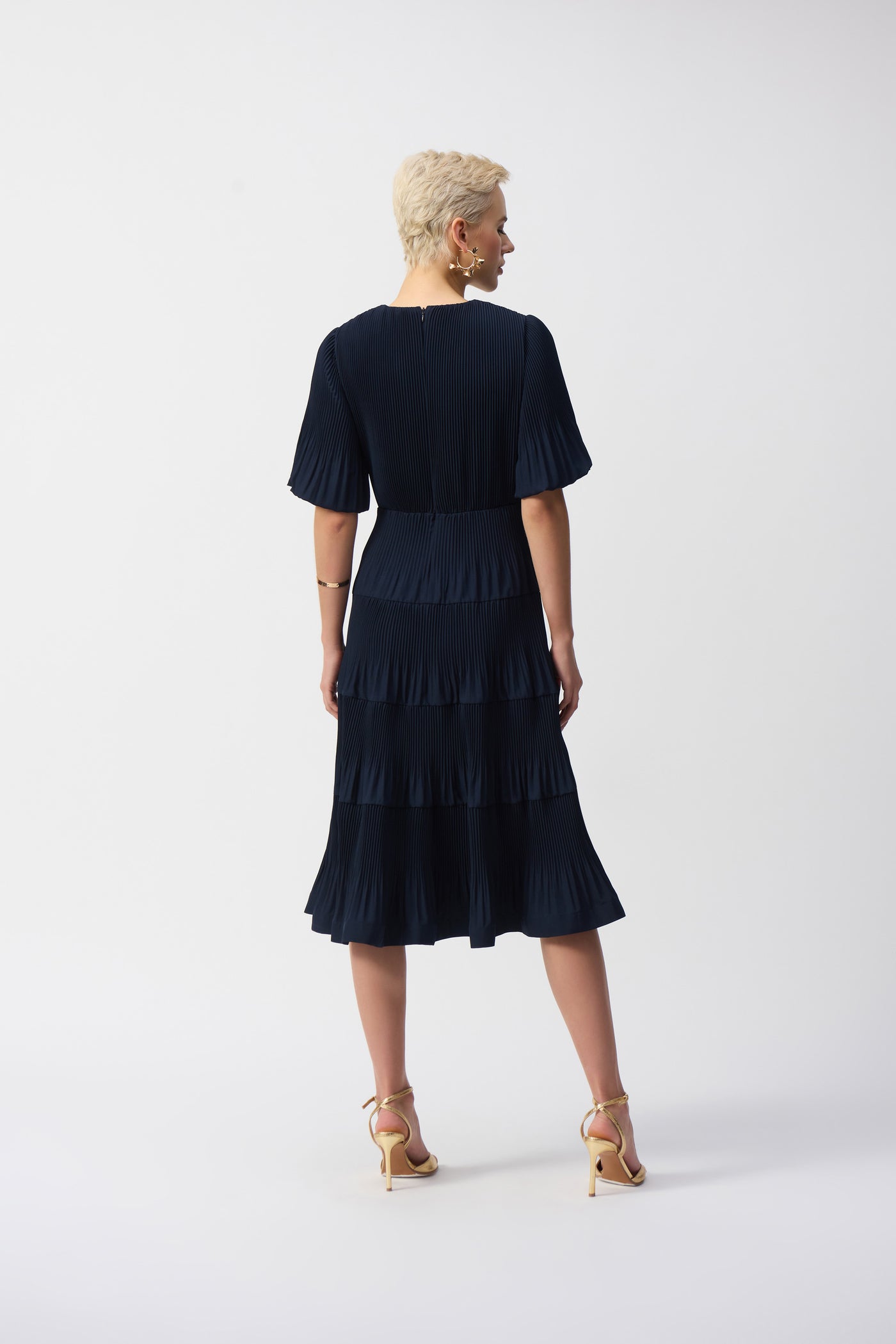 Pleated Woven Fit And Flare Dress Joseph Ribkoff