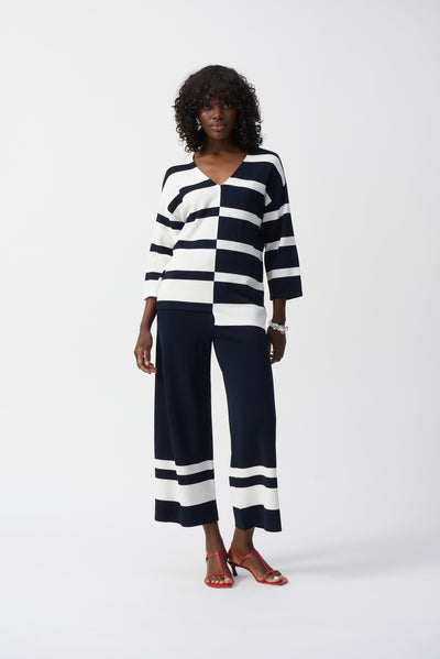 Striped Sweater Knit V-Neck Pullover Joseph Ribkoff