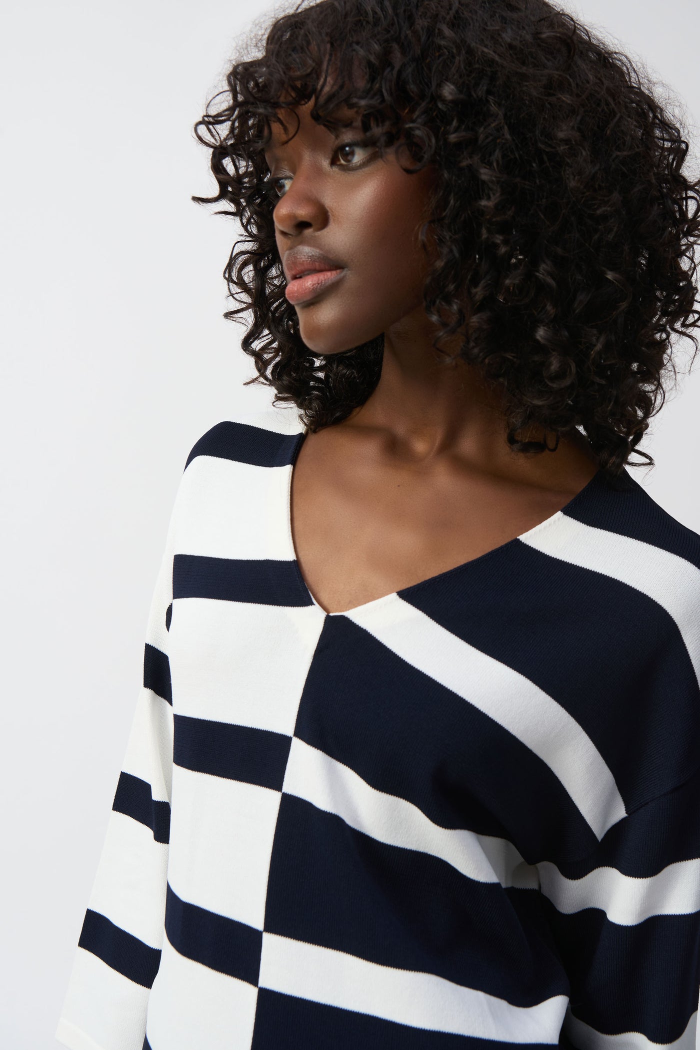 Striped Sweater Knit V-Neck Pullover Joseph Ribkoff