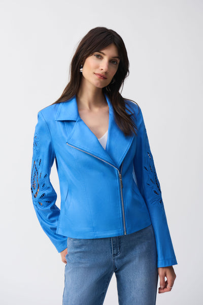 Foiled Faux-Suede Moto Jacket Joseph Ribkoff