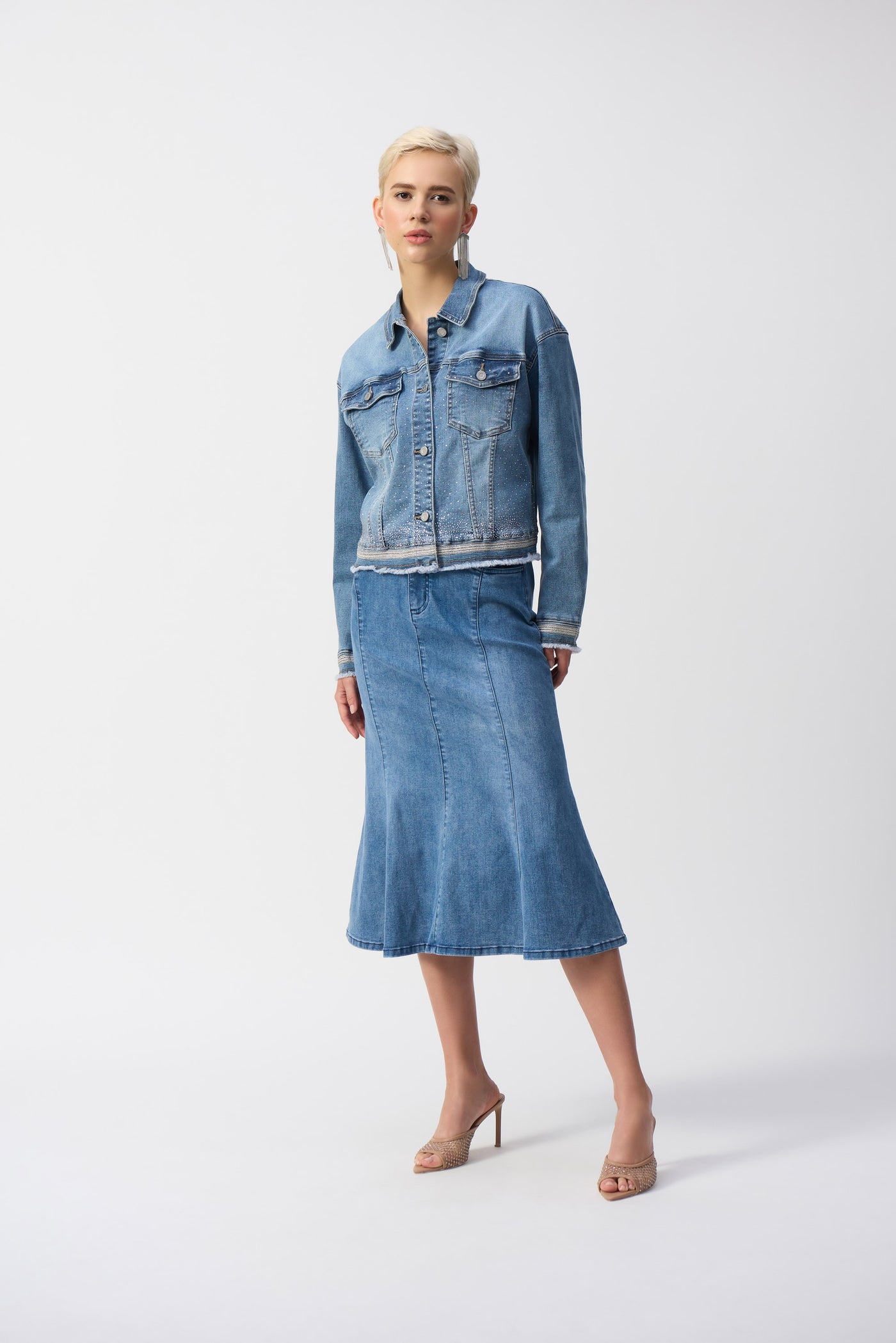 Stretch Denim Jacket with Embroidery Joseph Ribkoff