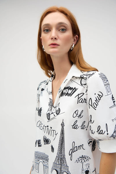 Poplin A-Line Dress with Paris Print - Dream Pants