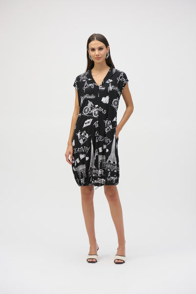 Silky Knit Conversational Print Cocoon Dress