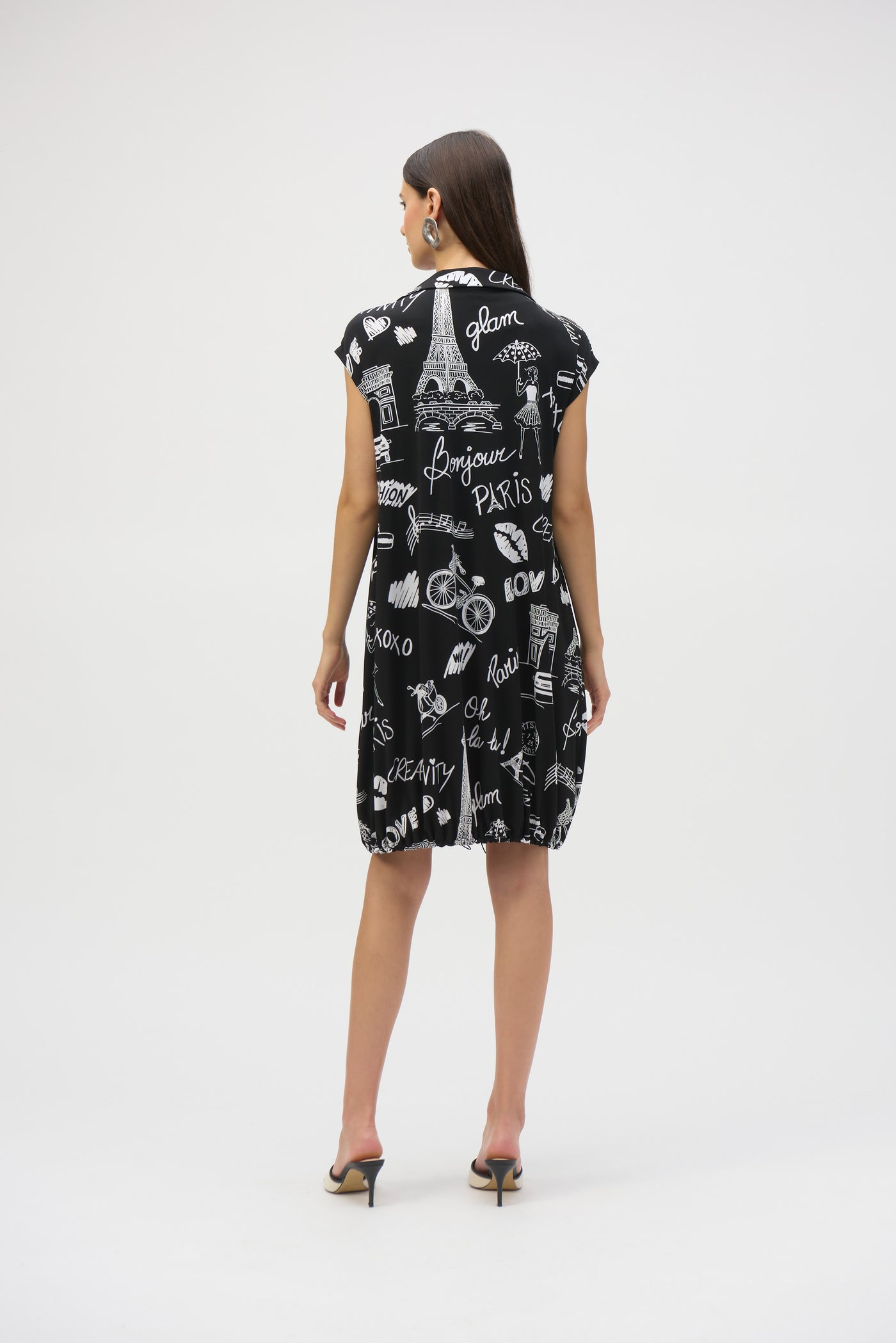 Silky Knit Conversational Print Cocoon Dress