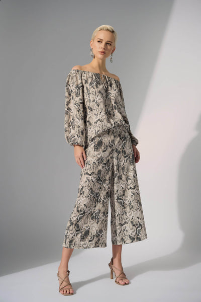 Woven Gauze Python Print Pull-On Culotte Pants - Dream Pants