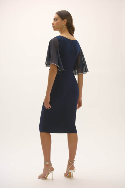 Signature Silky Knit And Chiffon Sheath Dress - Dream Pants