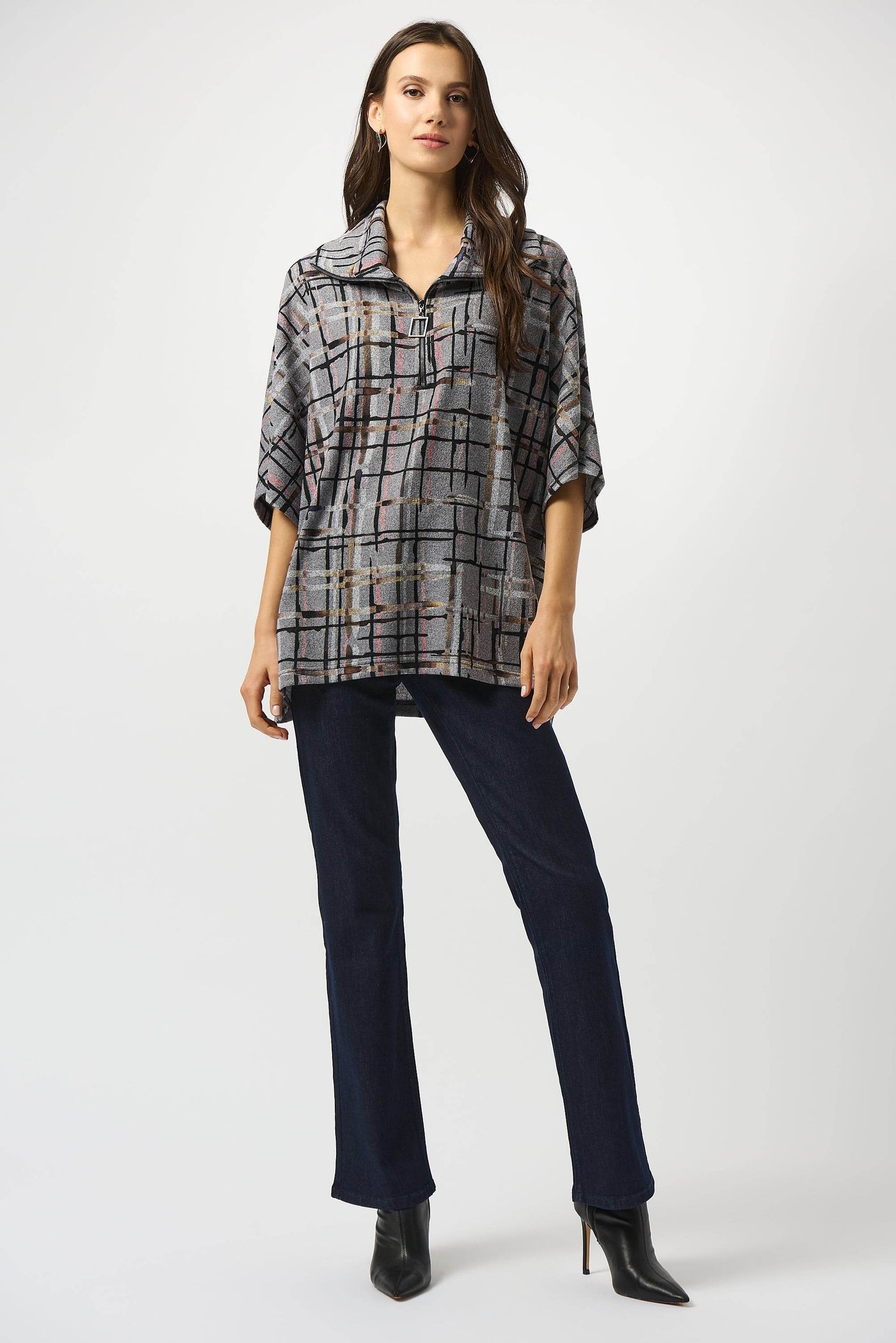 Sweater Knit Plaid Print Boxy Top - Dream Pants