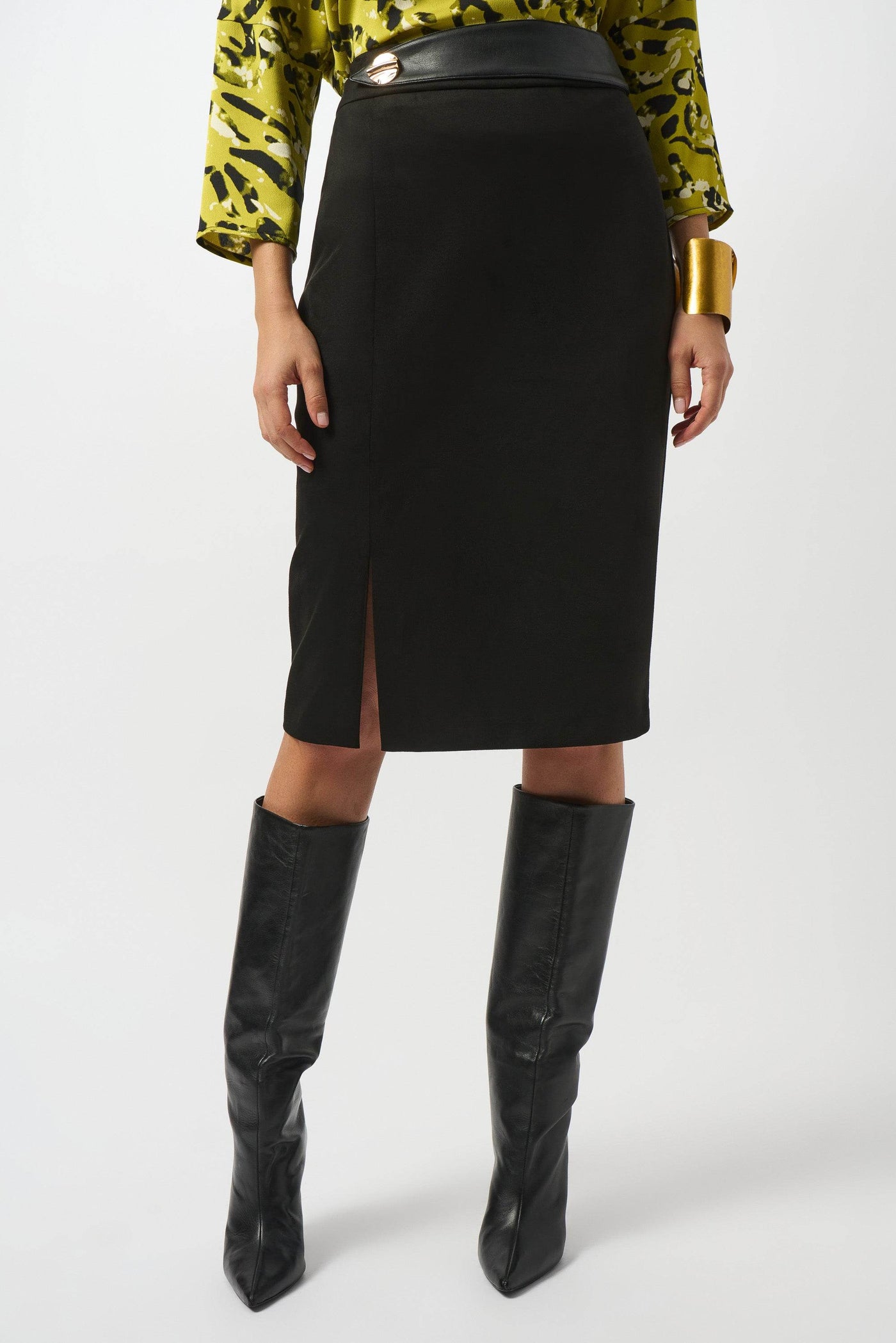 Scuba Suede And Leatherette Pencil Skirt - Dream Pants