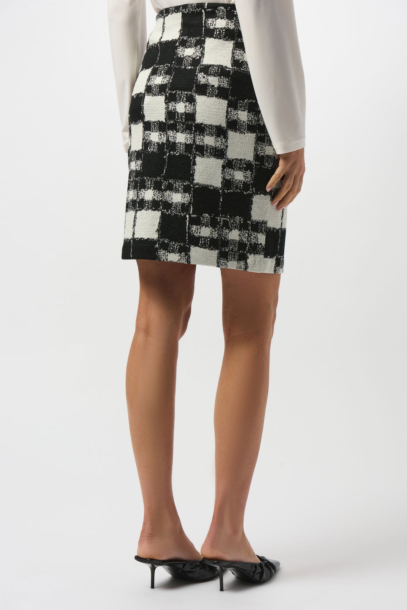 Jacquard Sweater Plaid Print Pull-On Skirt Joseph Ribkoff