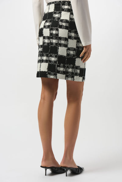 Jacquard Sweater Plaid Print Pull-On Skirt Joseph Ribkoff