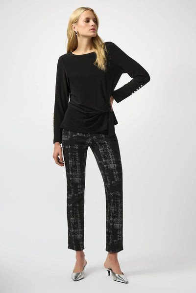 Jacquard Sweater Plaid Print Pull-On Pants - Dream Pants