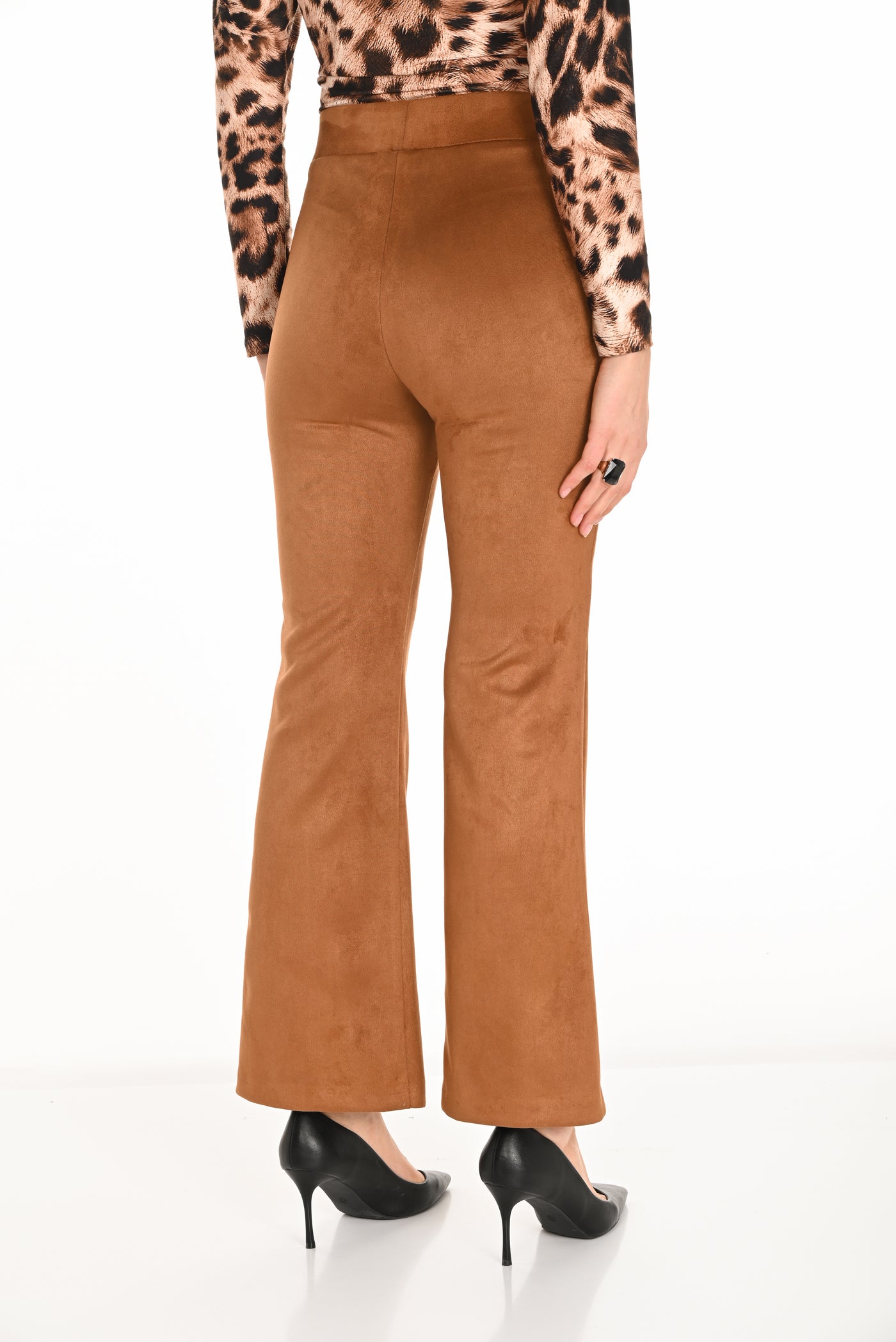 Faux Suede Pants with Front Slit Hem Frank Lyman