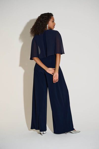 Signature Silky Knit & Chiffon Wide Leg Jumpsuit with Cape - Dream Pants