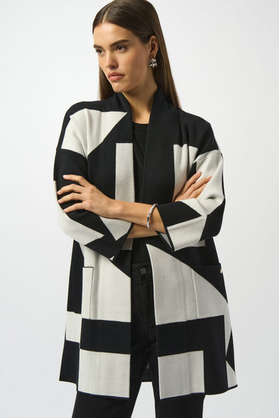 Jacquard Sweater Knit Colour-Block Cover-Up Joseph Ribkoff