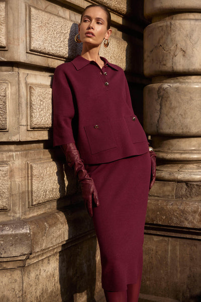 Sweater Knit Boxy Pullover With Polo Collar - Dream Pants