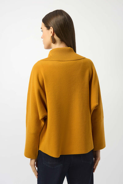 Sweater Knit Boxy Pullover With Zipped Collar Joseph Ribkoff