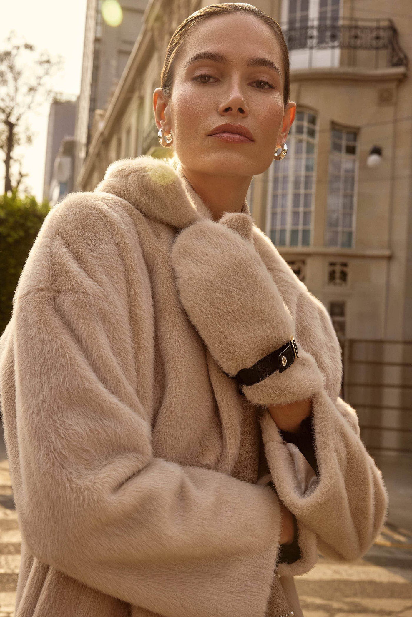 Faux Fur and Leatherette Mittens - Dream Pants