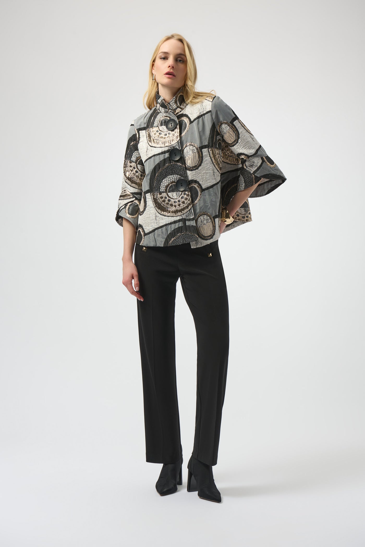 Abstract Jacquard Trapeze Jacket Joseph Ribkoff