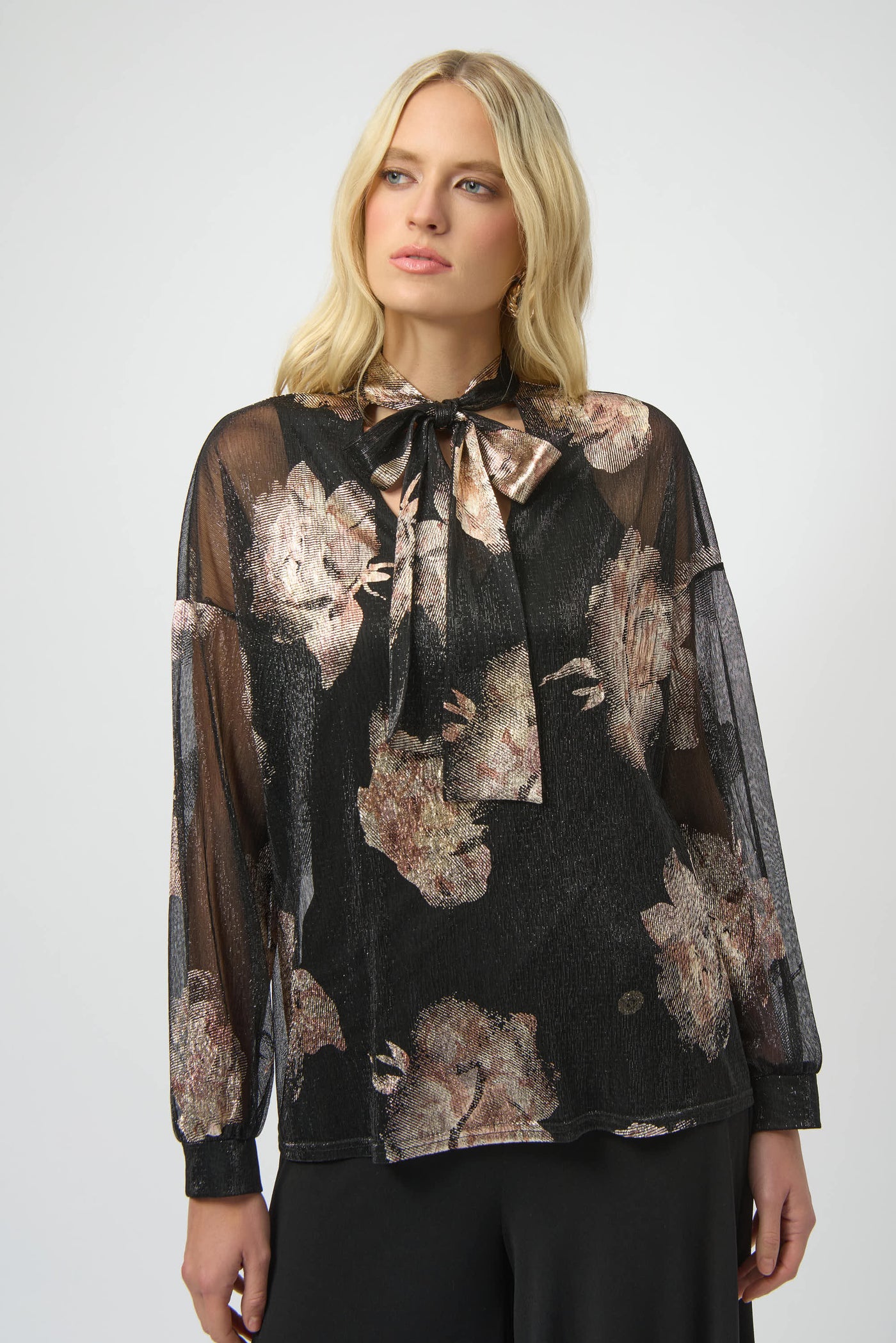 Plissé Knit Foiled Floral Top Joseph Ribkoff