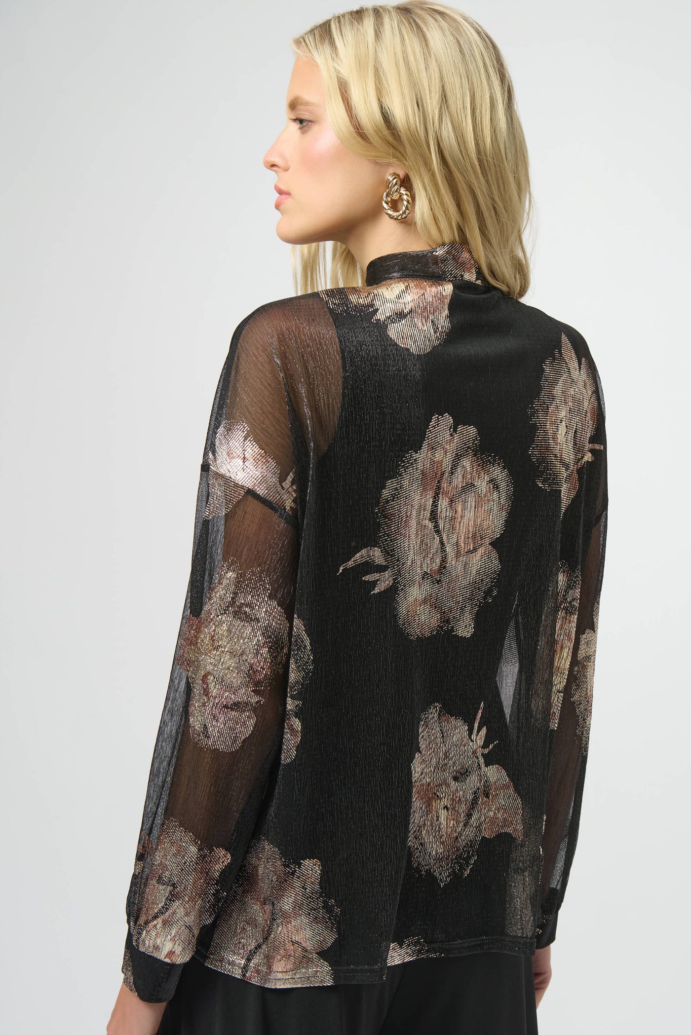 Plissé Knit Foiled Floral Top Joseph Ribkoff