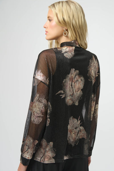 Plissé Knit Foiled Floral Top Joseph Ribkoff