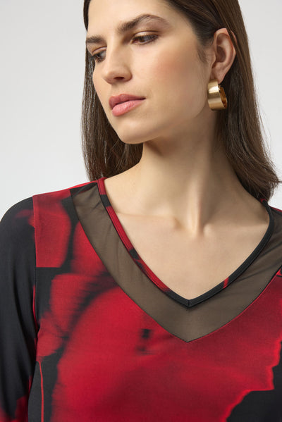 Silky Knit Abstract Print Fitted Top Joseph Ribkoff
