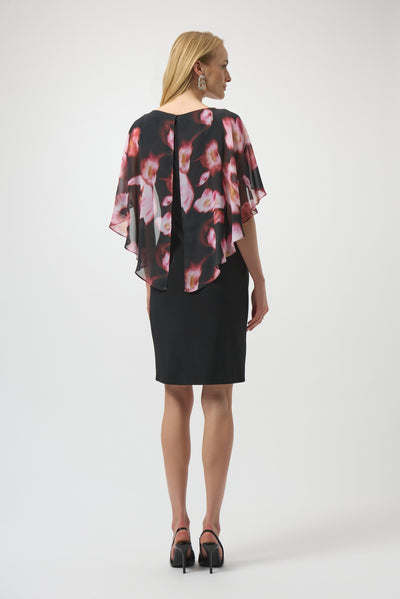 Recycled Floral Chiffon & Silky Knit Layered Dress Joseph Ribkoff