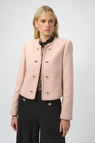 Bouclé Collarless Jacket with Buttons Joseph Ribkoff