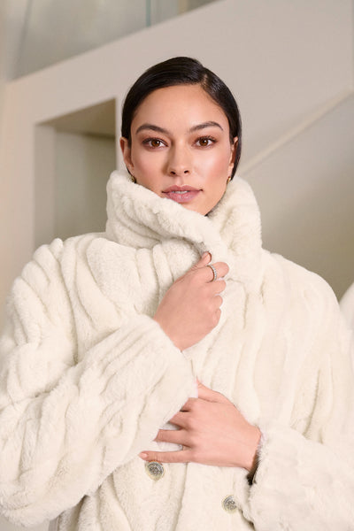 Textured Faux Fur Shawl Collar Coat Joseph Ribkoff