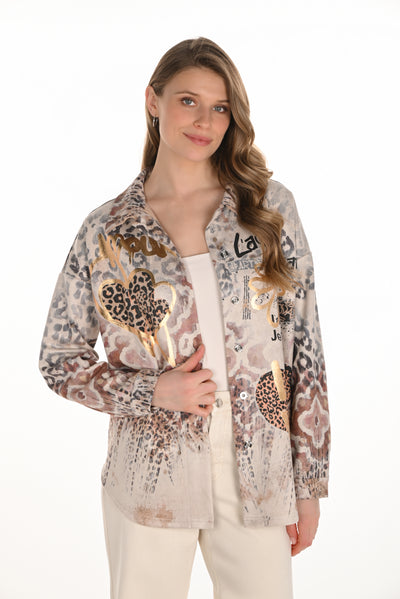 Golden Hearts Printed Blouse Frank Lyman