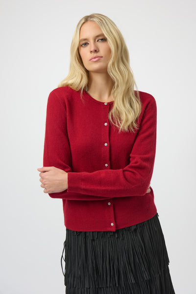 Cashmere Button-Front Crew Neck Cardigan Joseph Ribkoff