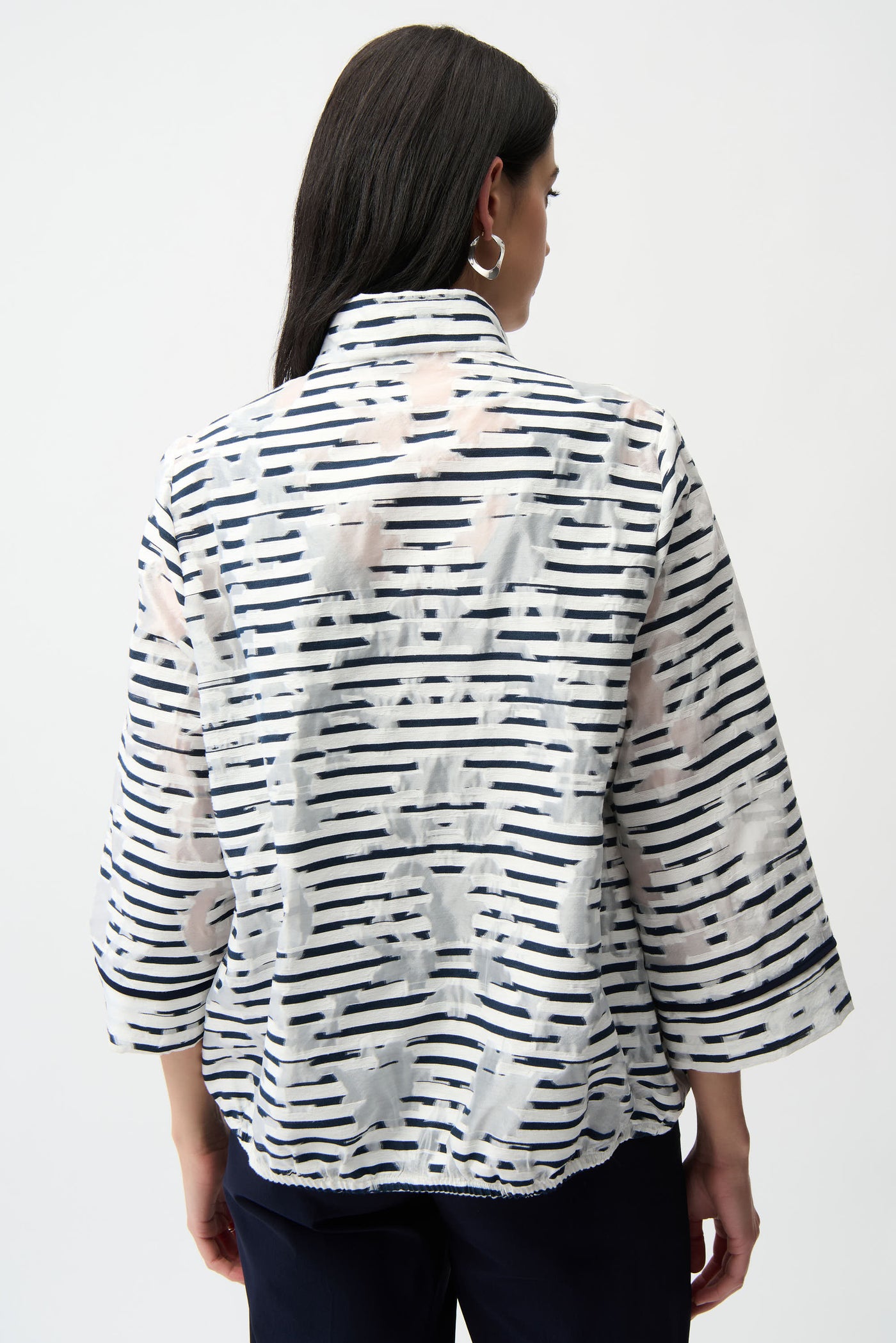 Jacquard Organza Stripe Bomber Jacket Joseph Ribkoff