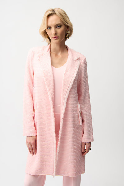 Bouclé Straight Coat With Fringe Detail Joseph Ribkoff