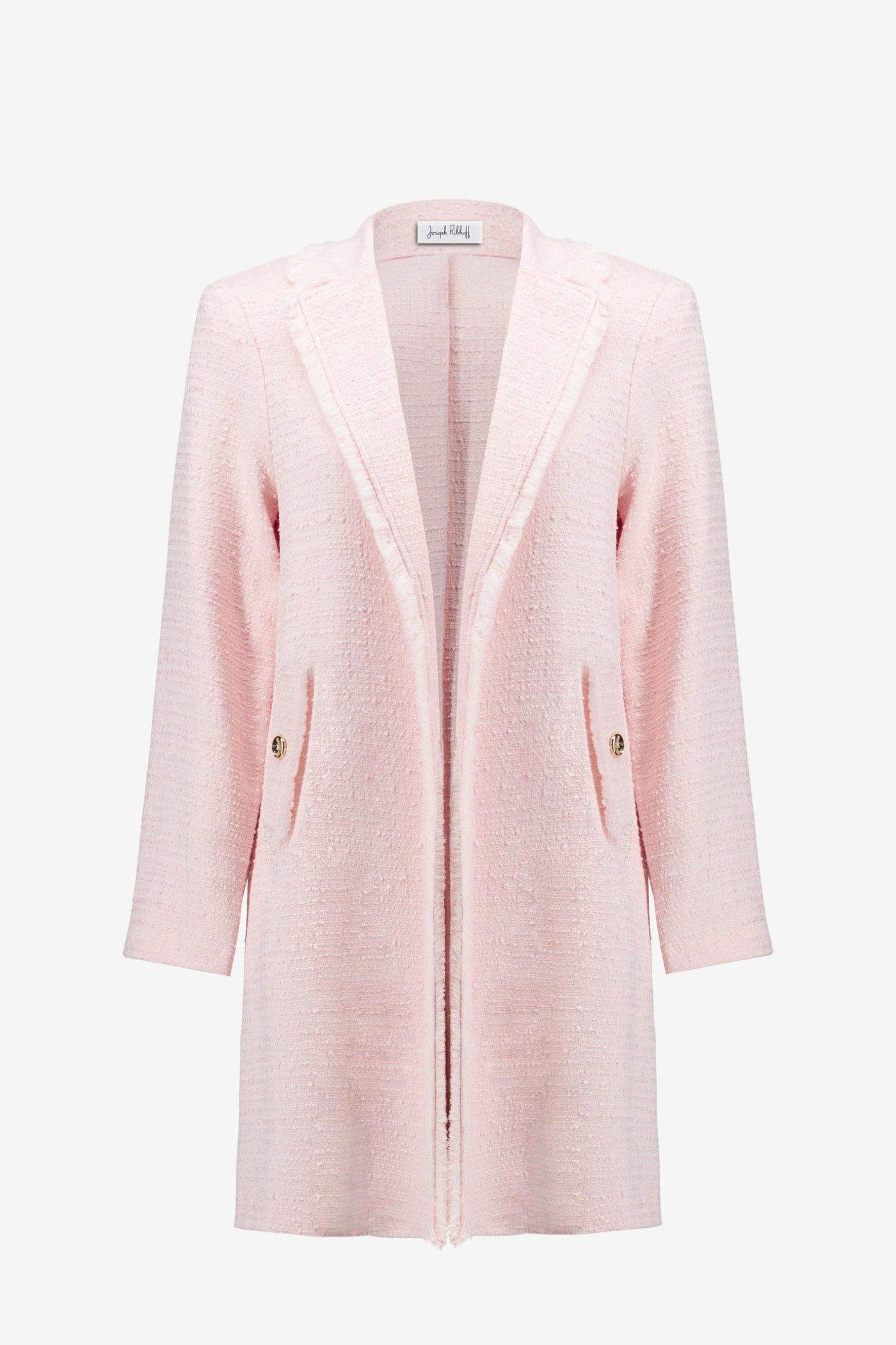 Bouclé Straight Coat With Fringe Detail Joseph Ribkoff