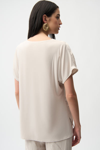 Pleated Satin Boxy Top With Silky Knit Back Joseph Ribkoff