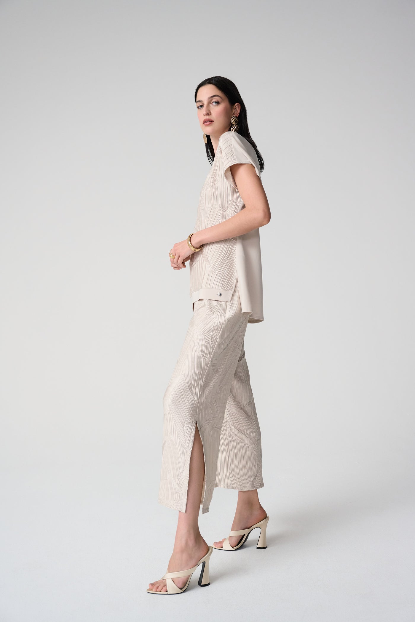 Pleated Satin Pull-On Culotte Pants Joseph Ribkoff