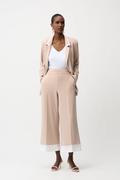 Silky Knit Pull-On Culotte Pants With Contrast Piping Joseph Ribkoff