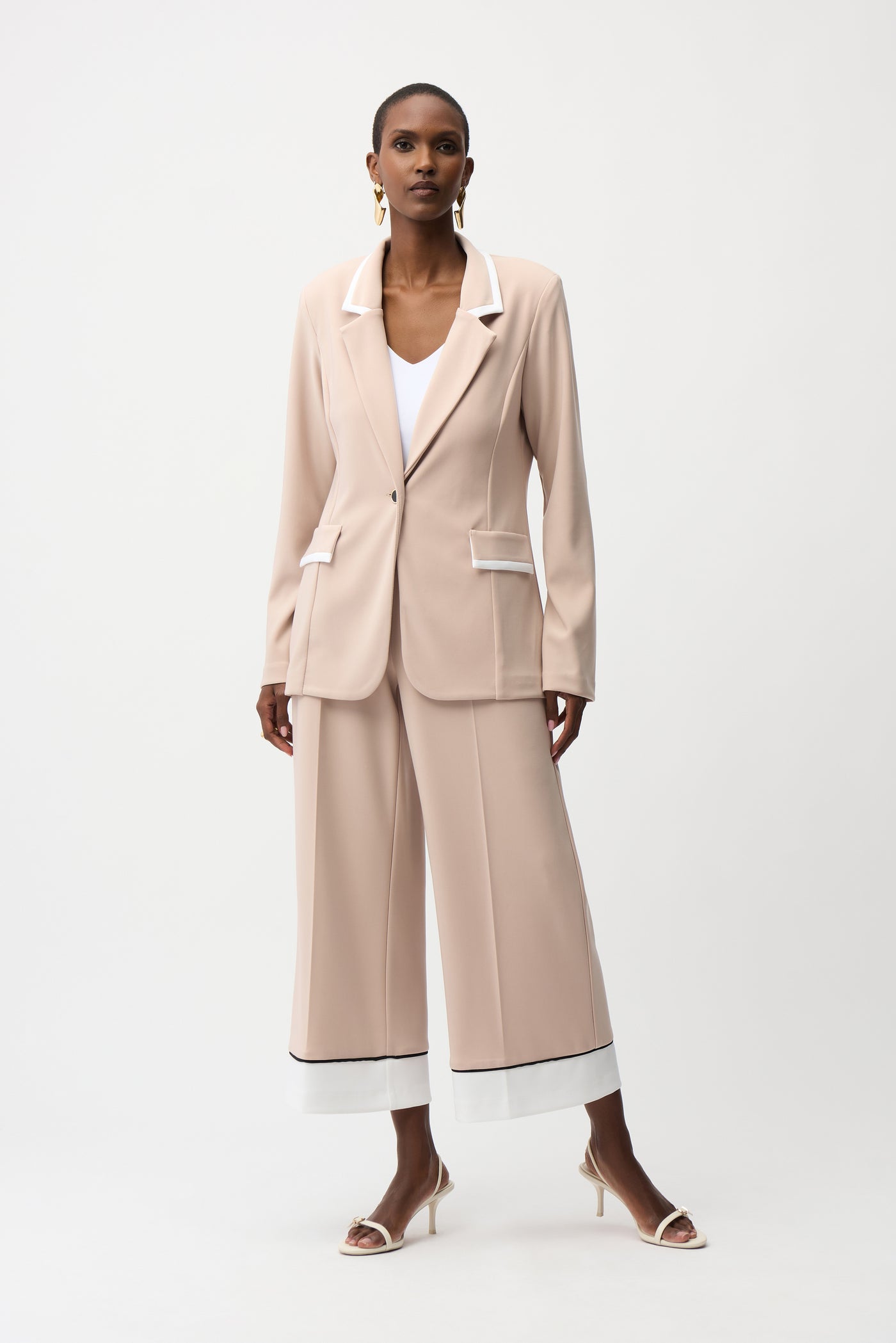Silky Knit Fittted Blazer With Contrast Piping Joseph Ribkoff