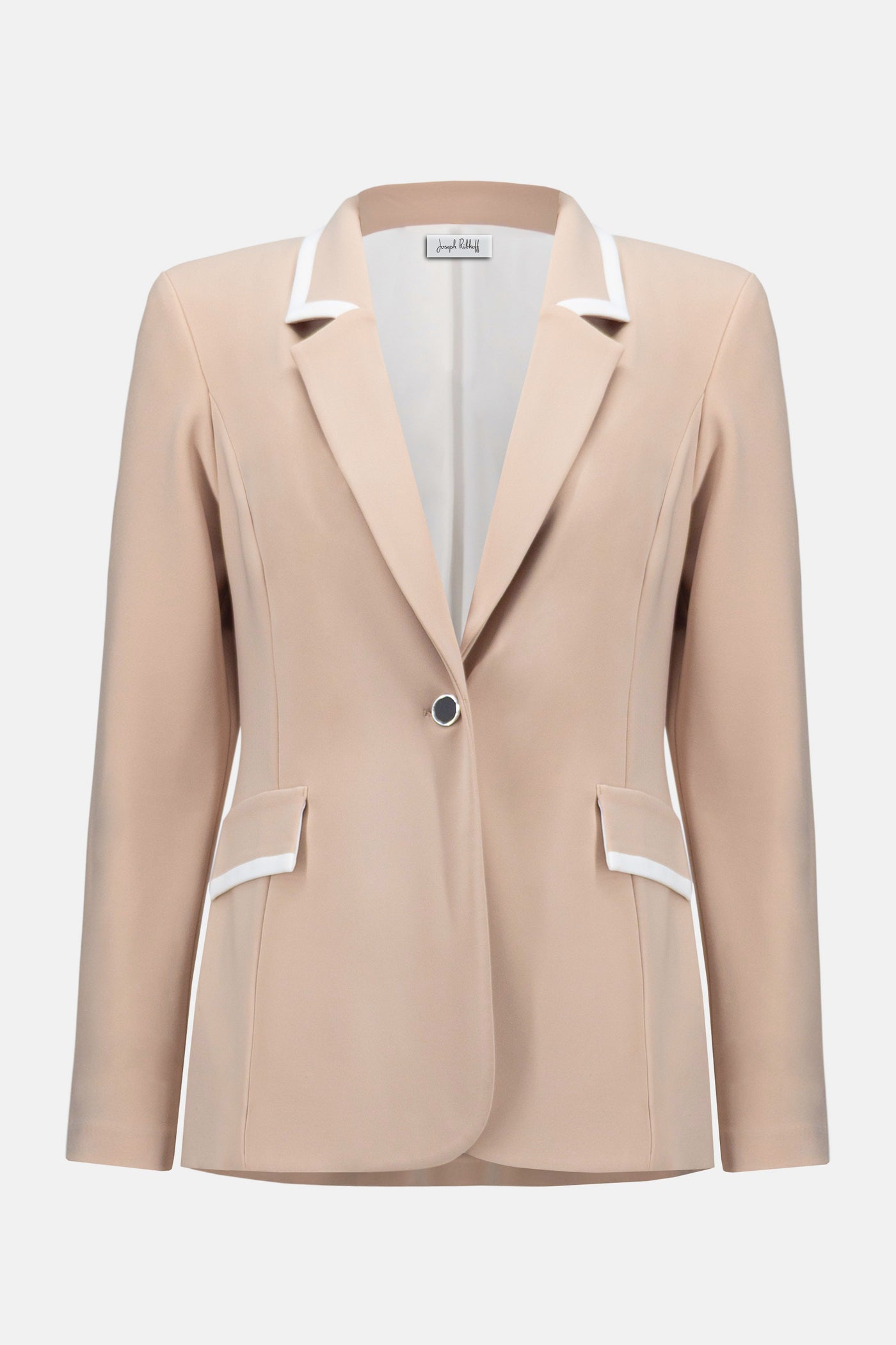 Silky Knit Fittted Blazer With Contrast Piping Joseph Ribkoff