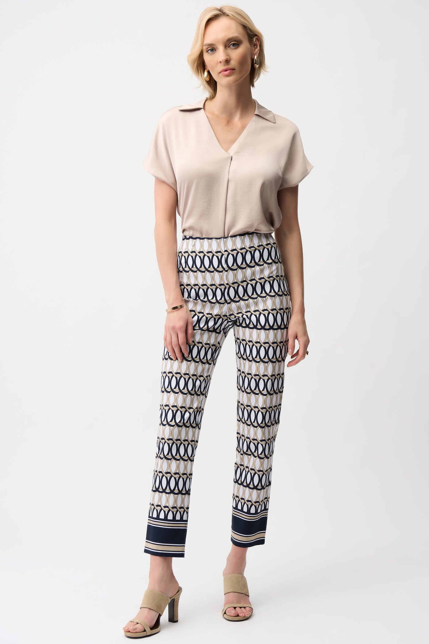 Millennium Geometric Print Straight Pull-On Pants Joseph Ribkoff