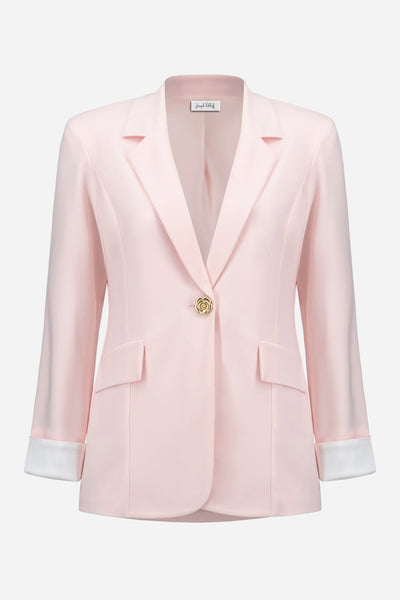 Silky Knit Fitted Blazer With Statement Button Joseph Ribkoff