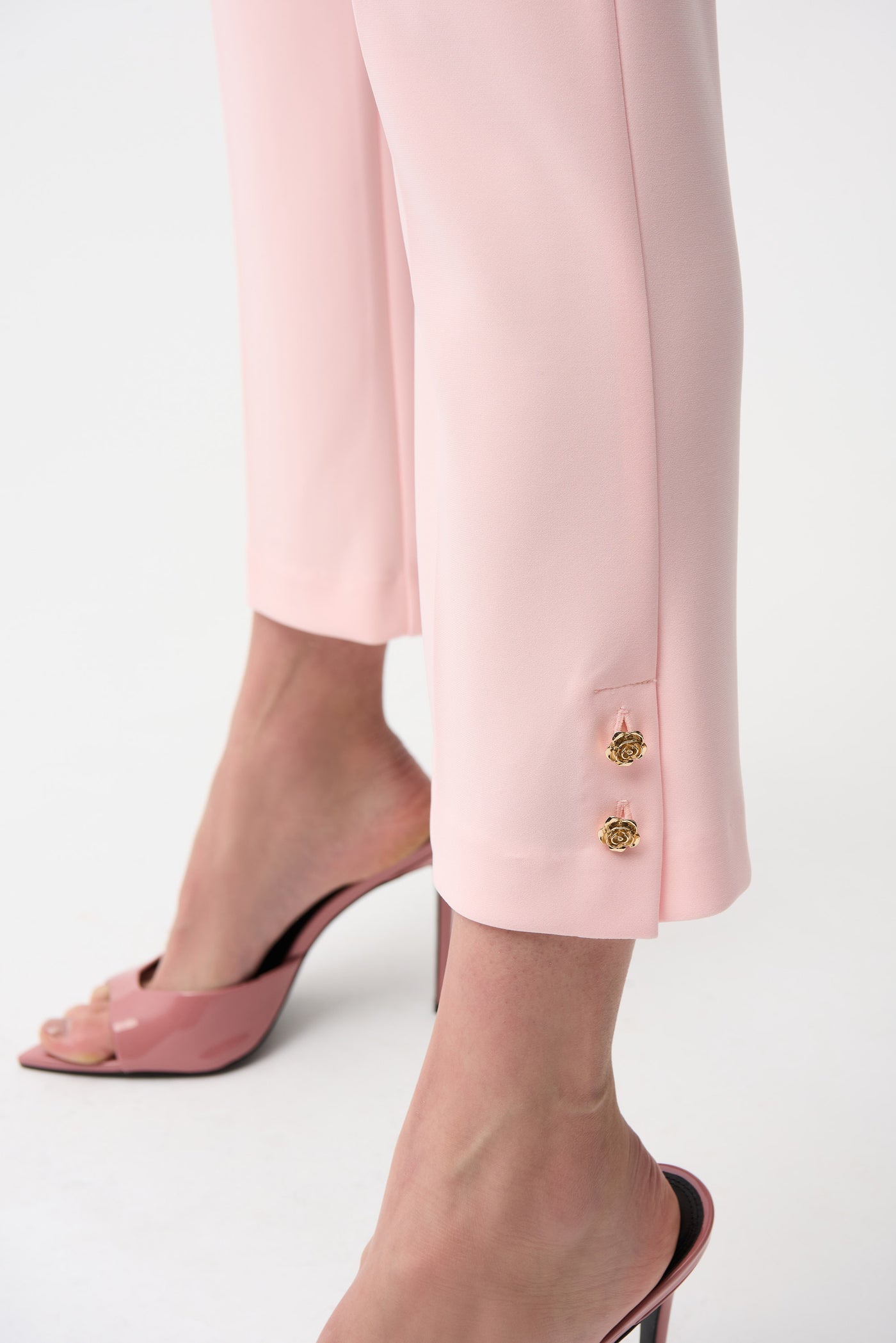 Silky Knit Crop Pull-On Pants With Gold Buttons Joseph Ribkoff