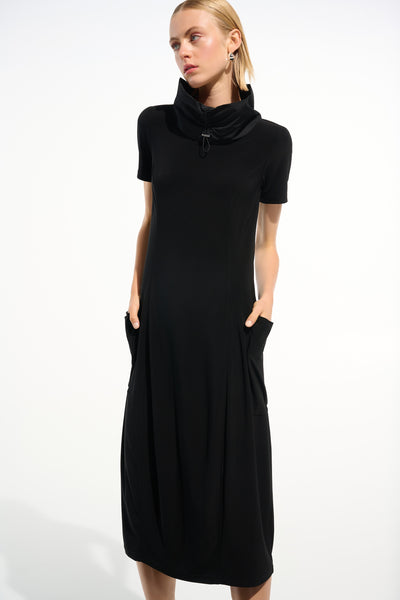 Silky Knit Cocoon Dress With Memory Funnel Collar Joseph Ribkoff