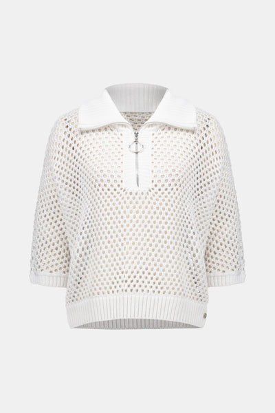 Vicscose Blend Boxy Sweater Knit With Zipped Neckline Joseph Ribkoff