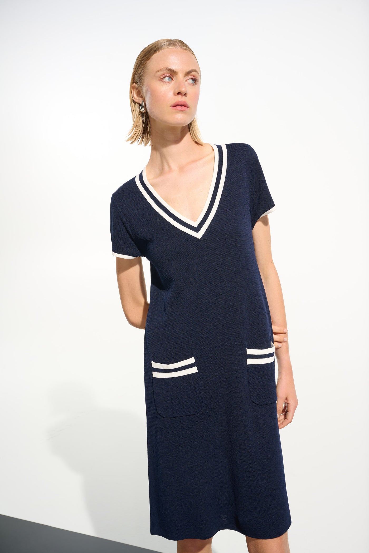 Viscose Knit A-Line Dress With Rib Trim Joseph Ribkoff