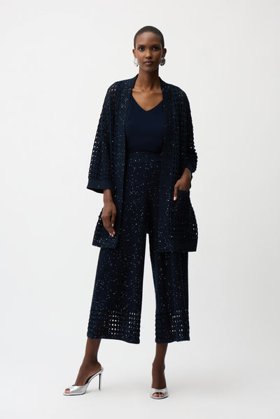 Cotton Blend Open Stitch Boxy Cardigan Joseph Ribkoff