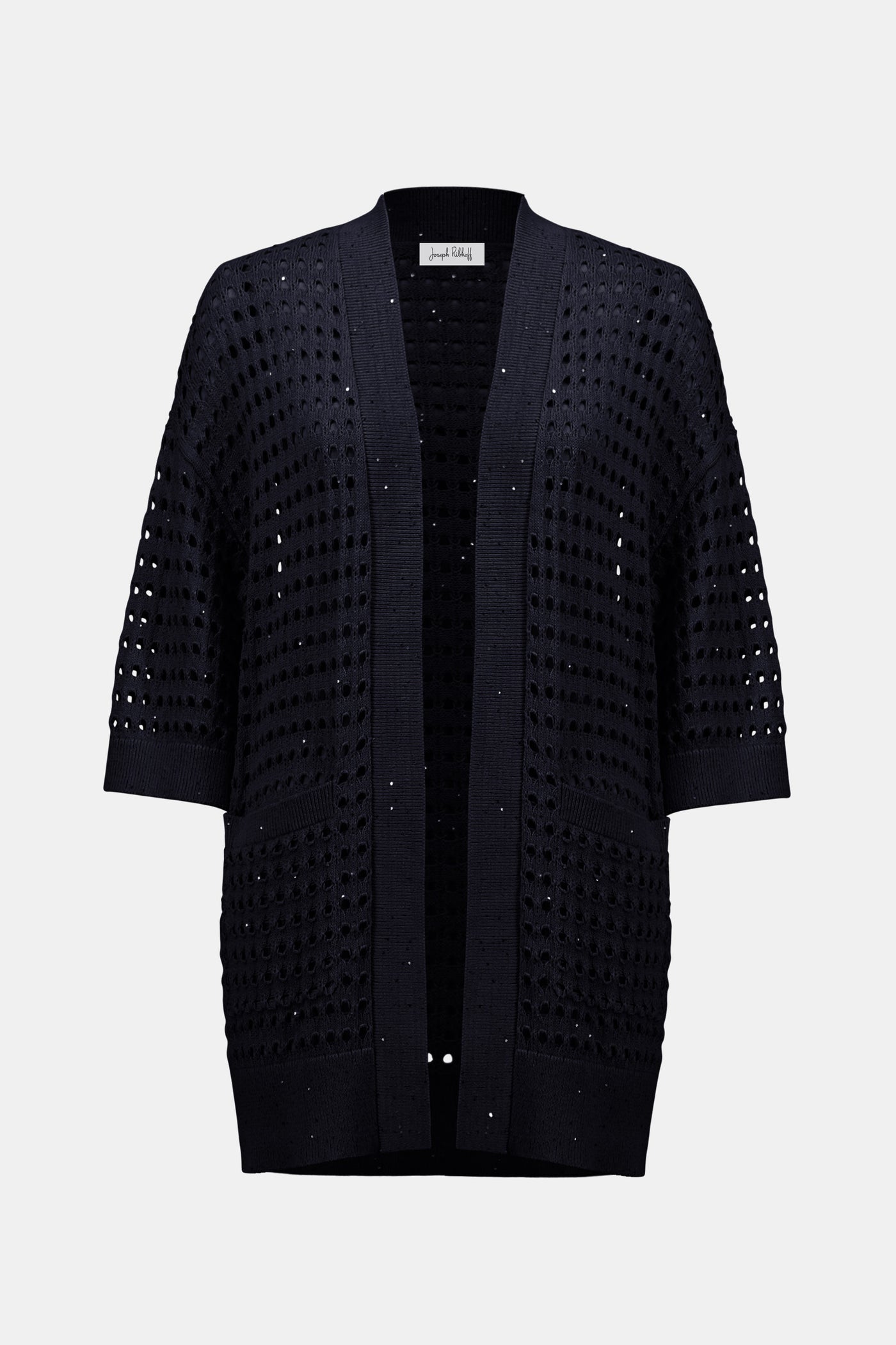 Cotton Blend Open Stitch Boxy Cardigan Joseph Ribkoff