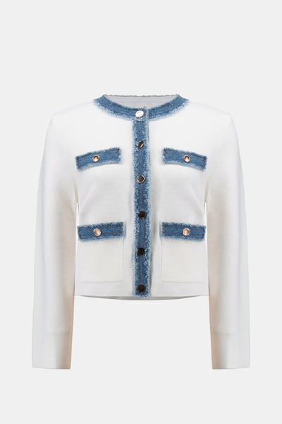Viscose Blend Milano Stitch Jacket with Denim Trim Joseph Ribkoff