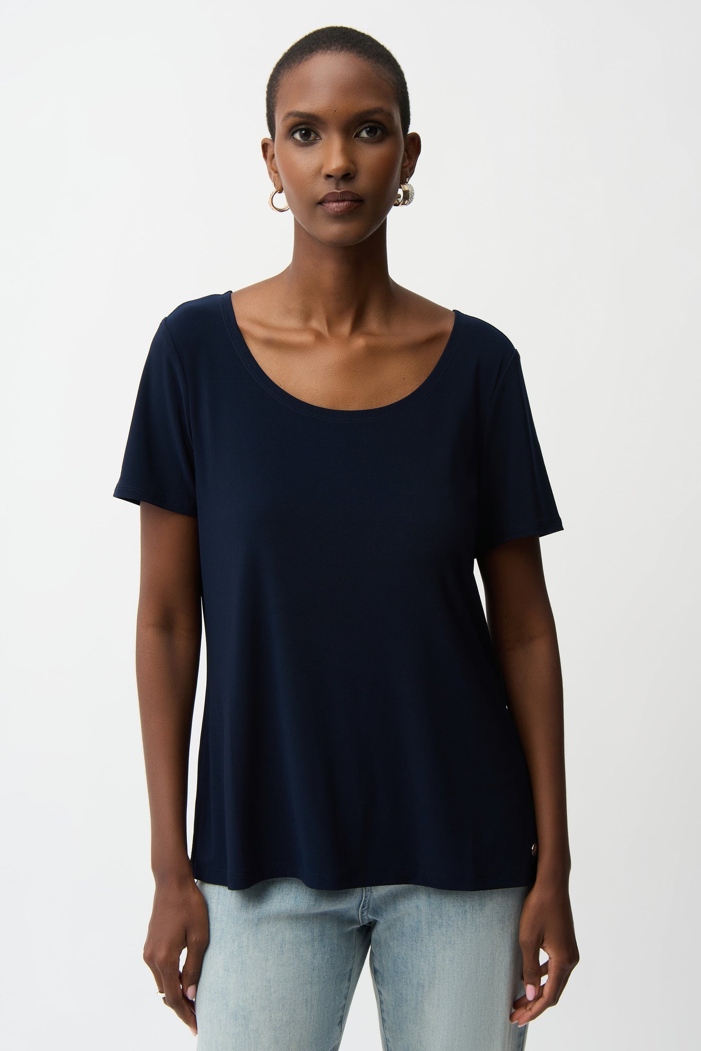Silky Knit Fit and Flare Short Sleeve Top Joseph Ribkoff