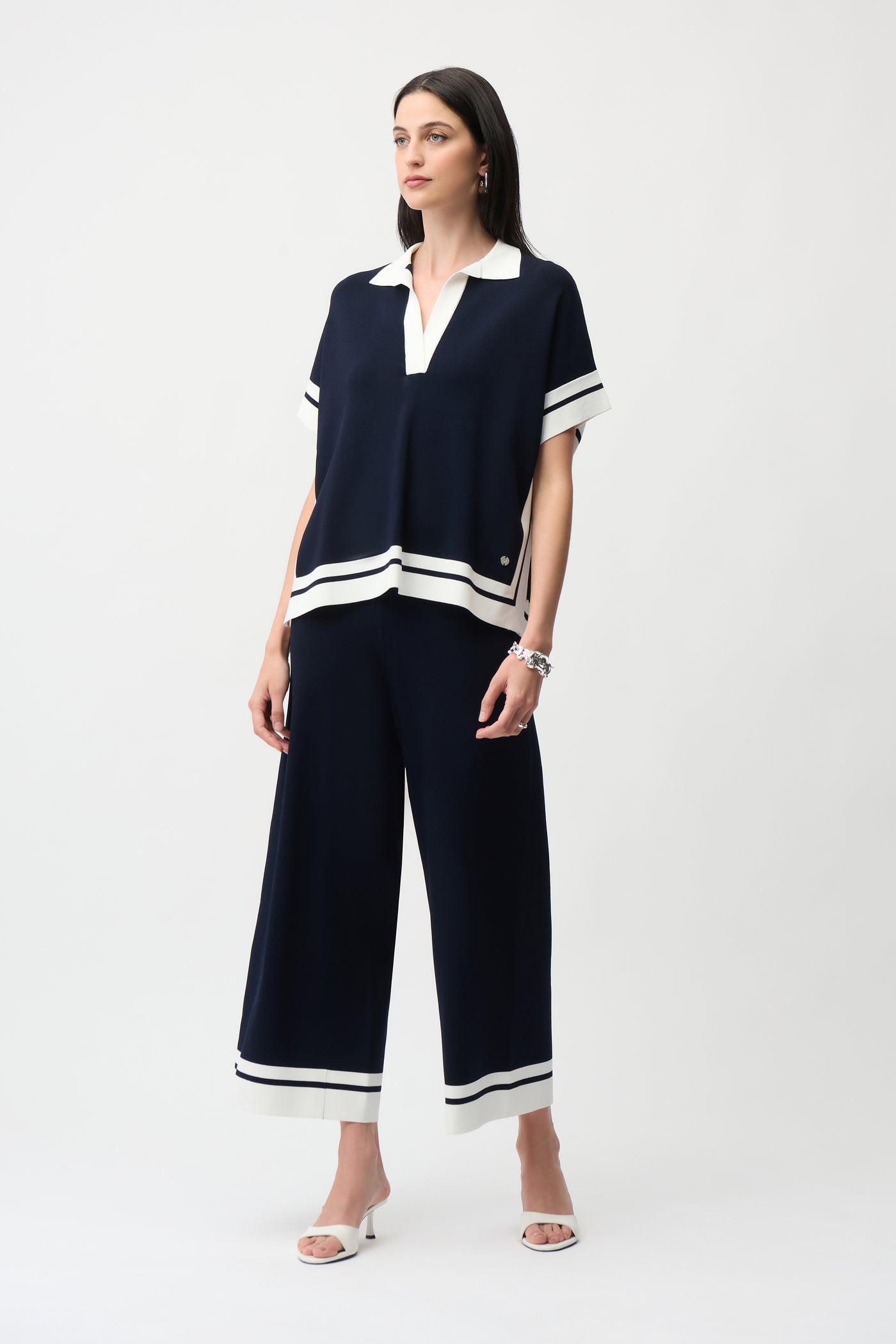 Viscose Blend Culotte pants With Stripe Detail Joseph Ribkoff